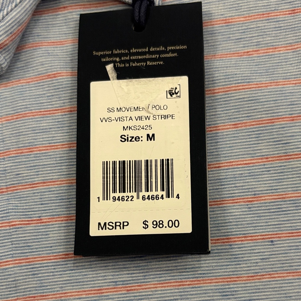 NWT - Faherty Reserve Light Blue Polo with coral Shirt - Picture 5 of 10